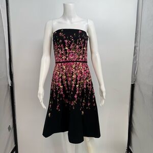 LOFT Strapless Dress with Pink Floral Design